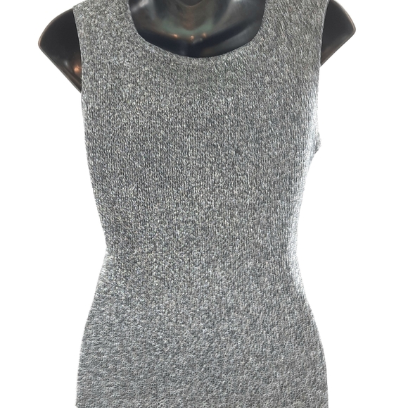 Large Lauren Michelle Grey Beaded Sleeveless elegant Sweater Top - Picture 8 of 17